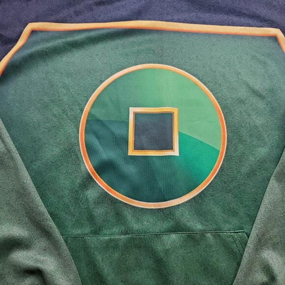 Dykhaily Hoodie Earth Kingdom Theme Green Yellow Graphic Front Pouch Men Sz L - Picture 4 of 13